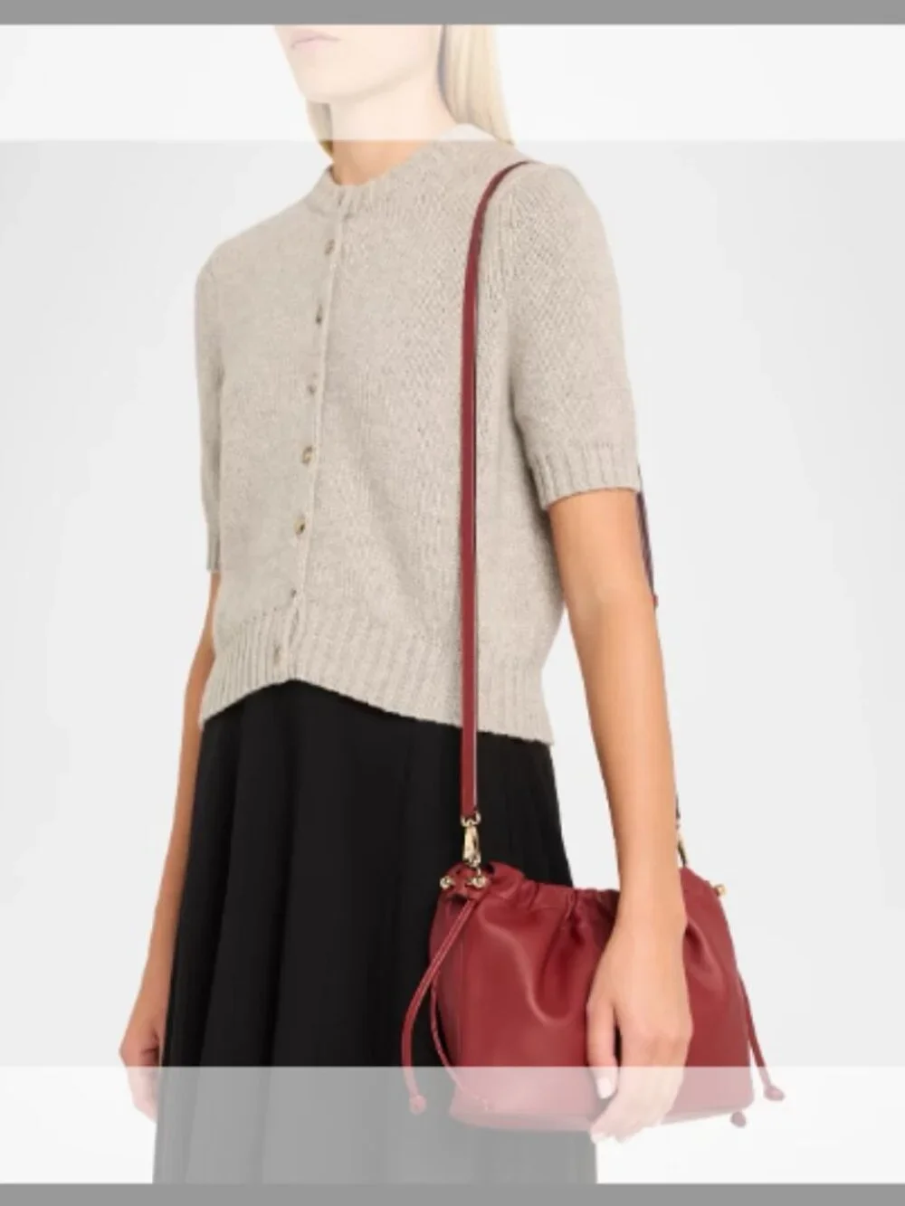 Strathberry NWT Charlotte Midi Nappa Leather Drawstring Bag(ORIG. $595) OXBLOOD